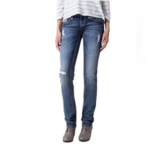 Rock Revival Women’s Alivia Straight Leg Blue Jeans Size 28 Distressed